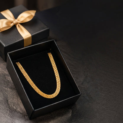 💛 Cadena Tejido Chino para Hombre – Oro Laminado 18K