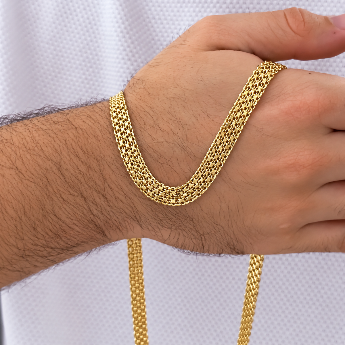 💛 Cadena Tejido Chino para Hombre – Oro Laminado 18K