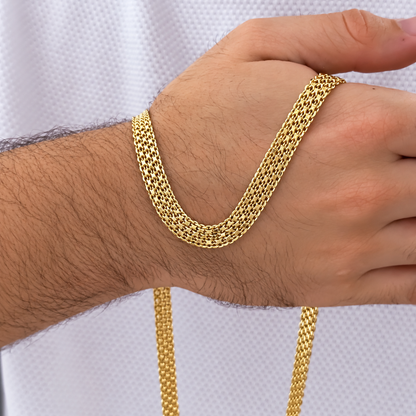 💛 Cadena Tejido Chino para Hombre – Oro Laminado 18K