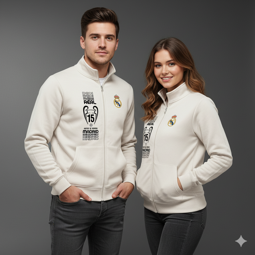 ⚽ Buzo Cuello Alto Real Madrid Bordado – Elegancia y Pasión