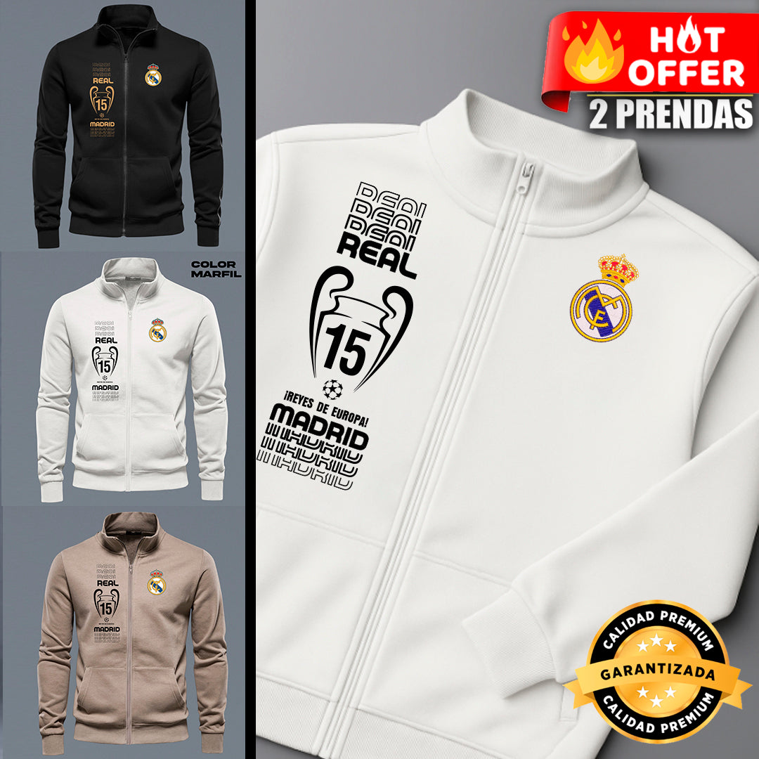 ⚽ Buzo Cuello Alto Real Madrid Bordado – Elegancia y Pasión