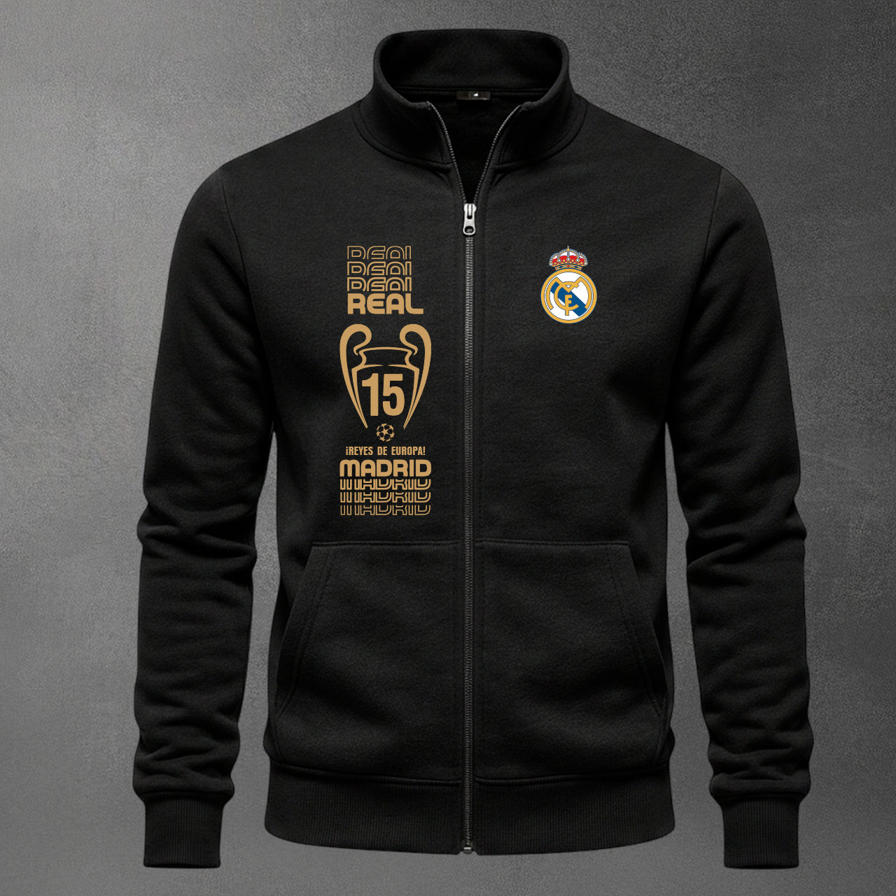 ⚽ Buzo Cuello Alto Real Madrid Bordado – Elegancia y Pasión