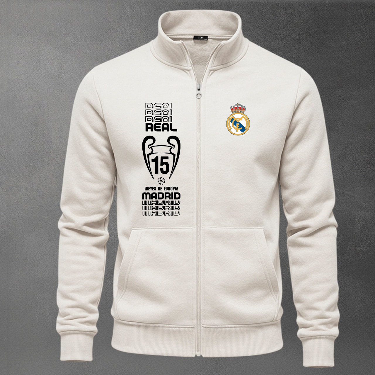 ⚽ Buzo Cuello Alto Real Madrid Bordado – Elegancia y Pasión
